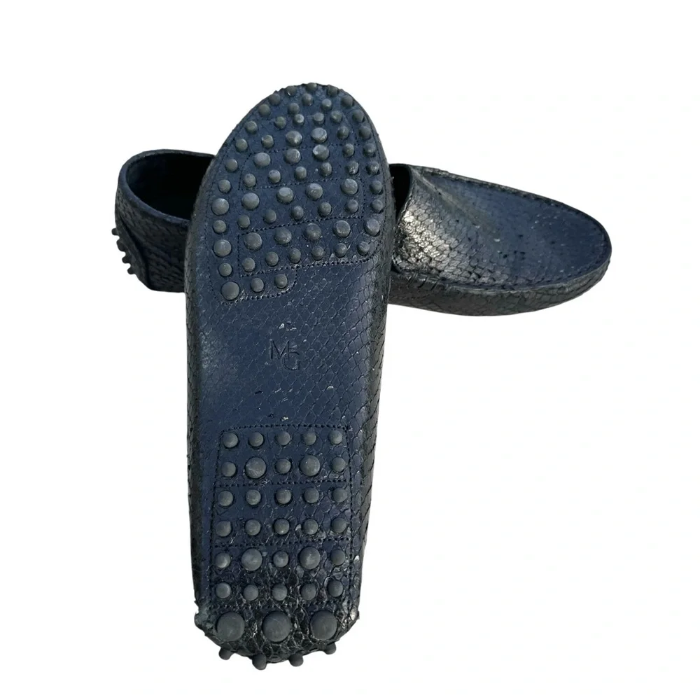 M. Gemi Loafers Black Snakeskin Leather Driver Shoes Mens